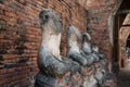 Row of ruin buddha statue in wat chai wattanaram, ayutthaya, thailand Royalty Free Stock Photo