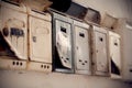 Mailboxes row rusty ang Royalty Free Stock Photo