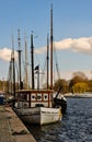 Row of sailing boats mooring in stockholm Royalty Free Stock Photo