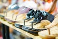 Row of sandals in a footwear shop