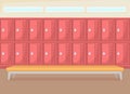 Row of school lockers flat color vector illustration Royalty Free Stock Photo