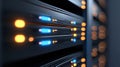 A row of servers with glowing lights. Royalty Free Stock Photo