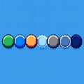 Pixel Art Bottle Caps Row on Blue Background - Colorful Retro Design Royalty Free Stock Photo