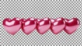 Row of Shiny Pink Hearts Royalty Free Stock Photo