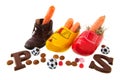 Row shoes with carrots for Dutch Sinterklaas Royalty Free Stock Photo
