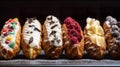 Row of Sicilian canolli, traditional dessert, AI generative Royalty Free Stock Photo