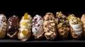 Row of Sicilian canolli, traditional dessert, AI generative Royalty Free Stock Photo