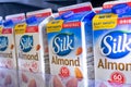 Several containers of Silk Almond Milk