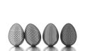 Row of silver eggs on white. Business and easter concept. 3d rendering