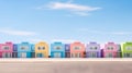 Row of simple modern multicolored houses under blue sky Royalty Free Stock Photo