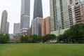 Row of Skyscrapers in Streeterville Chicago seen from Lake Shore Park