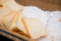 Row of Sliced white bread in buffet Royalty Free Stock Photo