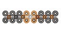 Row of Small Interlocking Gears Pattern, vector design Generative AI Royalty Free Stock Photo