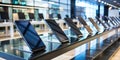 A Row of Smartphones on Display in a Modern Store Royalty Free Stock Photo