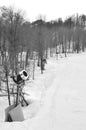 Row snow cannon in mountains Royalty Free Stock Photo