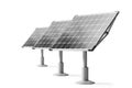 Row of solar panels over white background Royalty Free Stock Photo