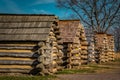 Row of Soldiers Cabins at Valley Forge Pennsylvania USA Royalty Free Stock Photo