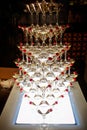 A row of sparkling wine glasses on the bar Royalty Free Stock Photo