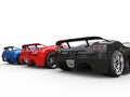 Row of sportscars - side back view Royalty Free Stock Photo