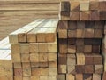 Row stack of wood in warehouse Royalty Free Stock Photo