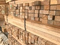 Stack of wood in storage warehouse Royalty Free Stock Photo