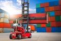 Row of Stacked Containers Cargo Shipping. Handling of Logistics Transportation Industry. Shipping Logistics Transport Royalty Free Stock Photo