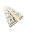 Row of Stacks of Hundred Dollar Bills Isolated on a White Background Royalty Free Stock Photo