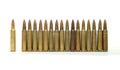 Row of standing cartridges isolated Royalty Free Stock Photo