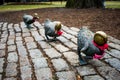A row of statue ducks in Boston Royalty Free Stock Photo