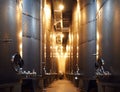 Row of steel cisterns for wine storage Royalty Free Stock Photo