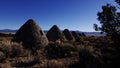 A row of charcoal ovens at Ward Charcoal Oven State Park outside of Ely, Nevada. Royalty Free Stock Photo