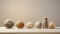 Row of stone pebbles for design and presentation. Spa, zen, meditation and massage minimal trendy concept