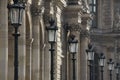 Row of street lamps in Paris France Royalty Free Stock Photo