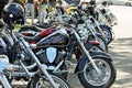 Row of street road motorbikes on bikie run