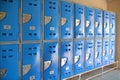 Row of students lockers in high school hallway Royalty Free Stock Photo