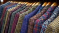 A row of suits hanging on a rack in front of each other, AI Royalty Free Stock Photo