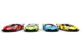 Row of supercars - primary colors