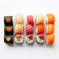 Vibrant Sushi And Sashimi Photo On White Background