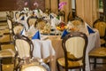Row of tables arranged Royalty Free Stock Photo