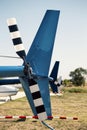 Row of tail rotors of Robinson helicopters 3