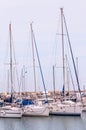 Row of tall sailing ships, at an Italian harbor, on Adriatic coastline Royalty Free Stock Photo