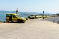 Row of taxis in a taxi rank