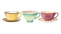 Row of Teacups: Assorted hot drinks, social gathering, and variety, vector design Generative AI Royalty Free Stock Photo