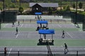 Row of Tennis Courts with Players