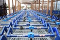Row of tesco shopping trolleys