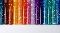 Row Of Test Tubes With Colorful Glitter