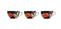 Row of three black tea cups isolated Royalty Free Stock Photo
