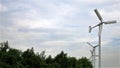 A Row of Three Blades Wind Turbines