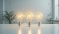 Creative Idea and Innovation Concept with Glowing Light Bulbs Royalty Free Stock Photo