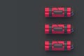 Row of three dynamite bombs with digital timer. Countdown and deadline. Top view. Copy space Royalty Free Stock Photo